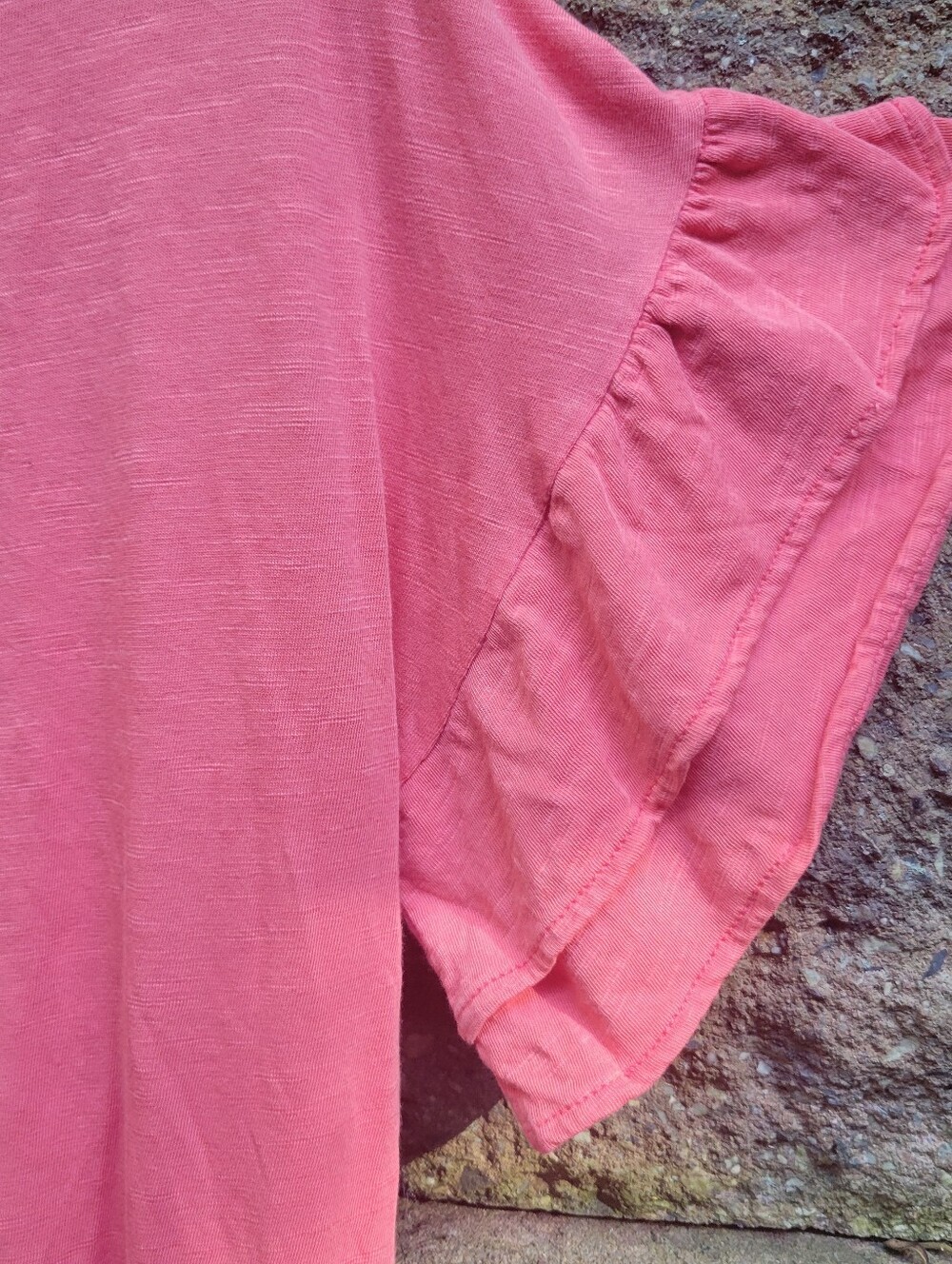 Sundance catalog women's embroidered layered flutter sleeve coral pink Tshirt M - Picture 12 of 14